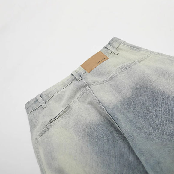 Retro Structured Tapered Pants for Men and Women, Loose Wide-Leg Washed Tie-Dye Straight Leg Jeans