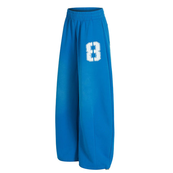 Retro Stylish  Letter Print Deconstructed Loose Wide-Leg Men's Knife Pants