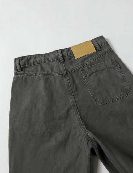 High Street  Washed Distressed Patch Pocket Decorated Denim Pants Unisex Loose Long Trousers