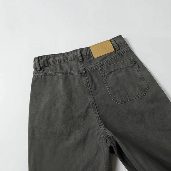 High Street  Washed Distressed Patch Pocket Decorated Denim Pants Unisex Loose Long Trousers