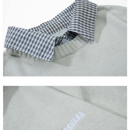 Suéter de punto falso con capas y cuello