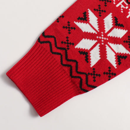 Women Red Christmas Snowflake Knit Sweater