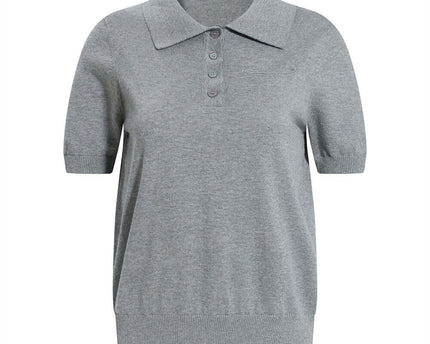 Back side view of Short Sleeve Knit Sweater Collar by Grozavu brand streetwear