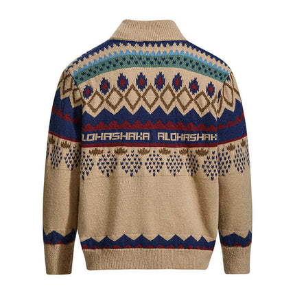 Jacquard Knit Pullover Sweater