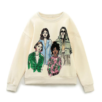 Girl pattern T-shirt sweatshirt women's clothing