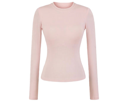 Elastic Vintage Round Neck Padded Long Sleeve T-Shirt Top