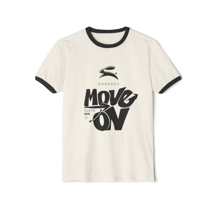 Unisex Cotton Ringer T-Shirt - 'Move On' Graphic Tee for Casual Style