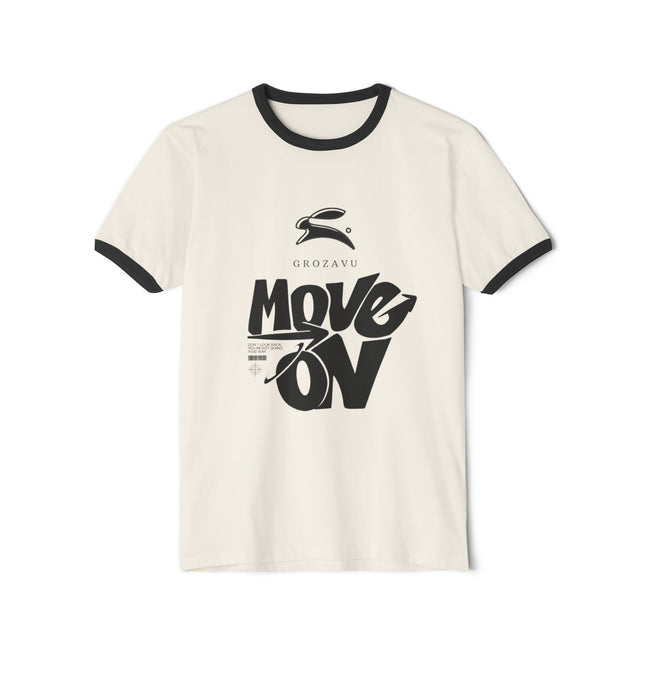 Unisex Cotton Ringer T-Shirt - 'Move On' Graphic Tee for Casual Style