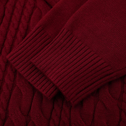 Embroidered Cable Knit VNeck Sweater