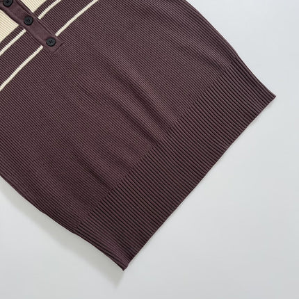 Camiseta de Cuello Polo de Punto Trenzado – Corte Suelto