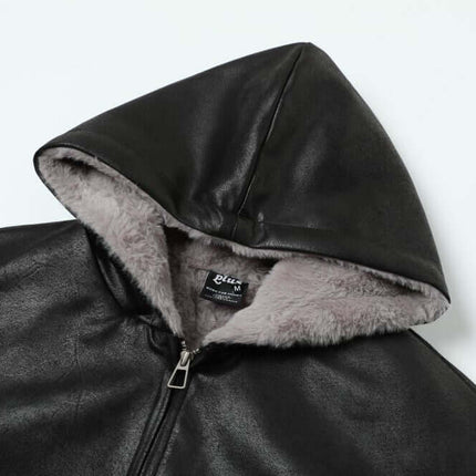 Fur Collar Hooded Winter Jacket – Loose Fit with soft gray fur lining and zipper detail.