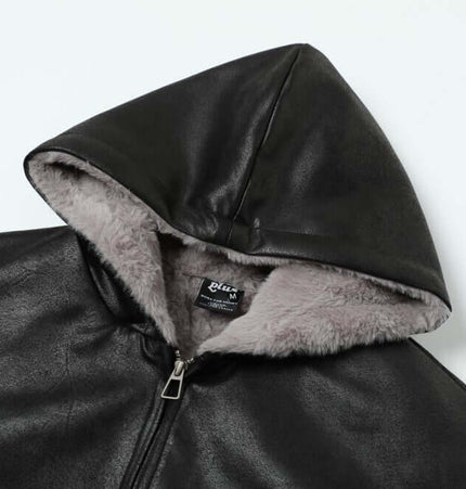 Fur Collar Hooded Winter Jacket – Loose Fit with soft gray fur lining and zipper detail.