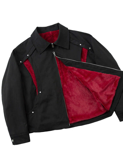 Black imitation rabbit fur jacket with Grozavu logo