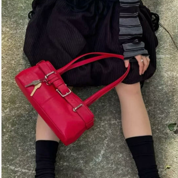 PU Leather Small Shoulder Bag – Black, White, Red & Brown