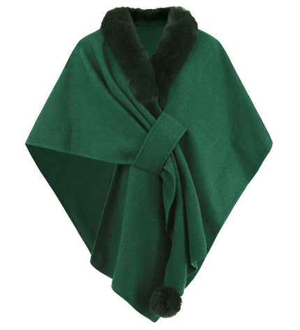 Grozavu's New Fur Collar Cape Shawl: Loose Knit Jackets for Women