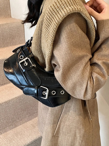 PU-Leder Schnallen Schultertasche