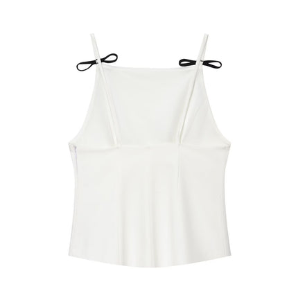 Style Women's Fashion Bow Detail Strap Top