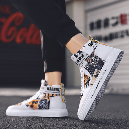 Spring Men’s Trendy Color Block High Top Sneakers