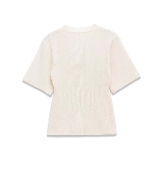 Bow Detail Ribbed Tee styling detail - Premium Streetwear