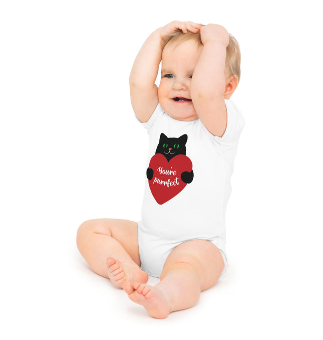 Cute Cat Love Baby Bodysuit - "You're Perfect"