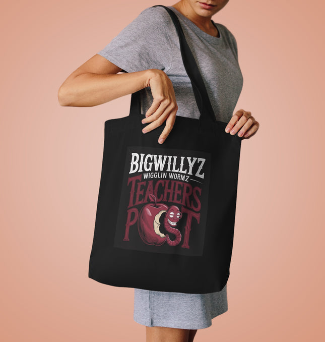 Funny Teacher Tote Bag - BigWillyz Wiggling Worm Design - Perfect for Back to School