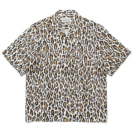Red leopard print classic leopard lapel shirts with Grozavu logo