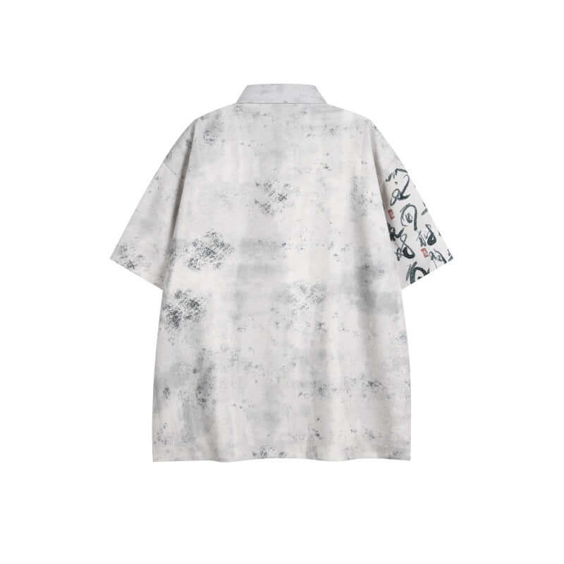 White poetry splicing short sleeve shirts with Grozavu logo