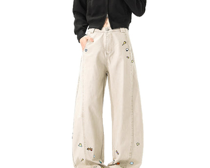 Style Fun Print Cargo Pants Unisex Trendy Loose Wide Leg High Street Casual Long Pants