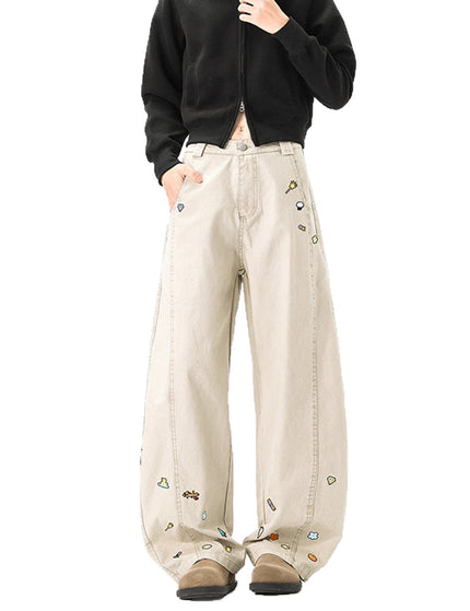 Style Fun Print Cargo Pants Unisex Trendy Loose Wide Leg High Street Casual Long Pants