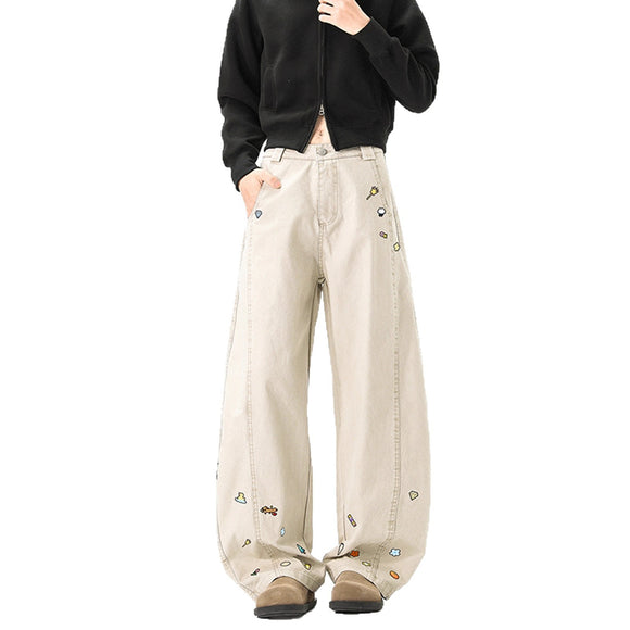 Style Fun Print Cargo Pants Unisex Trendy Loose Wide Leg High Street Casual Long Pants