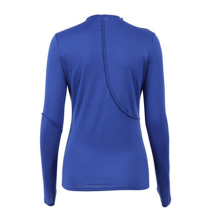 Grozavu's Sexy High-Neck Blue Knit Top: Style at €30.99