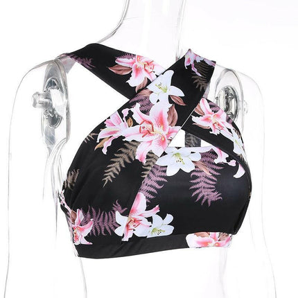 Women's Floral Yoga Set - High-Waist Pants & Halter Bra at €29.00