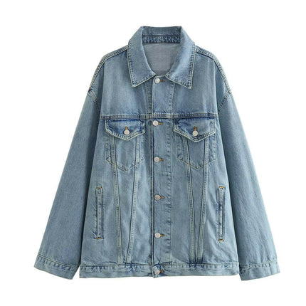 Grozavu's Vintage Mid-waist Jeans Jacket: Effortless Chic Outerwear at €58.99