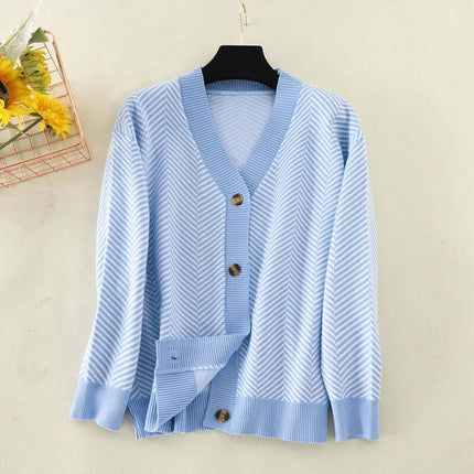 Knit Cardigan with Heart Stripe