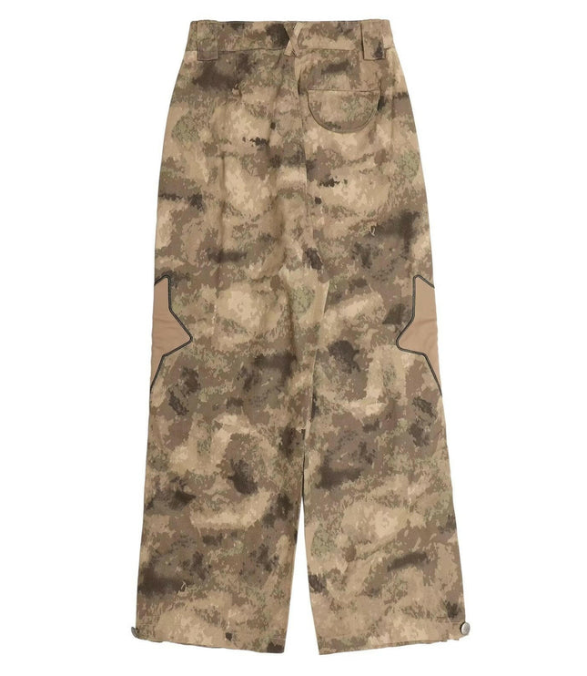 Grozavu Retro Star Patch Camouflage Pants: Trendy & Comfortable