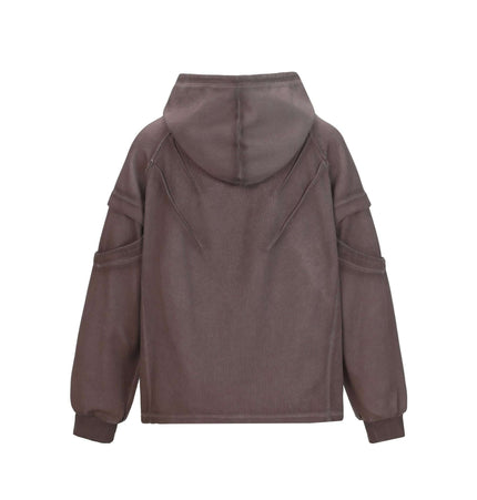 Old Patchwork Hoodie – Loose Fit, back view showing the relaxed design and hoodie features.