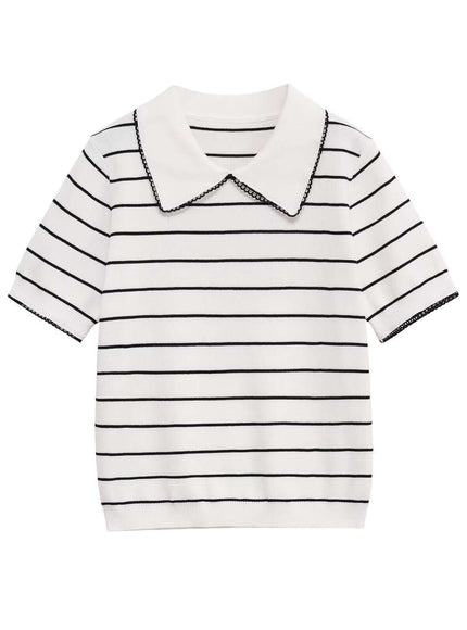 Model wearing Gray lace patchwork polo knit sweater by Grozavu