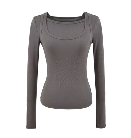 Square Neck Slim Fit Long Sleeve Top