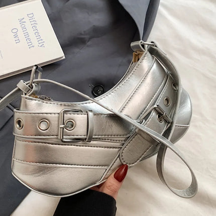 PU Leather Buckle Shoulder Bag