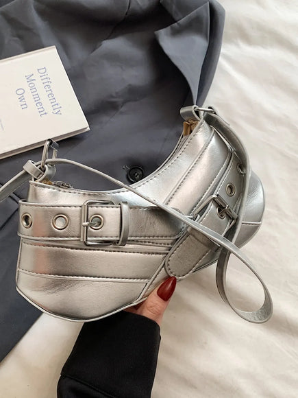 PU-Leder Schnallen Schultertasche
