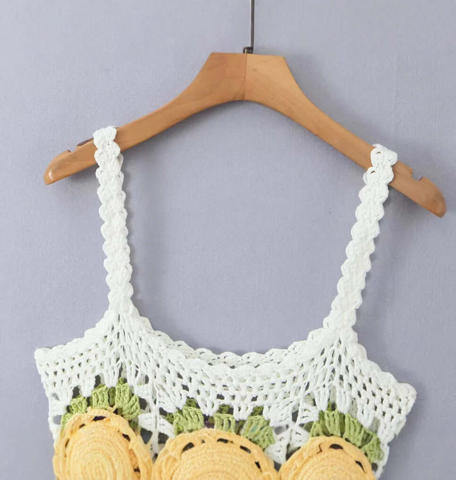 Three Dimensional Flower Small Vest styling detail - Premium Streetwear