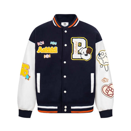 Letter Embroidery Colorblock Jacket