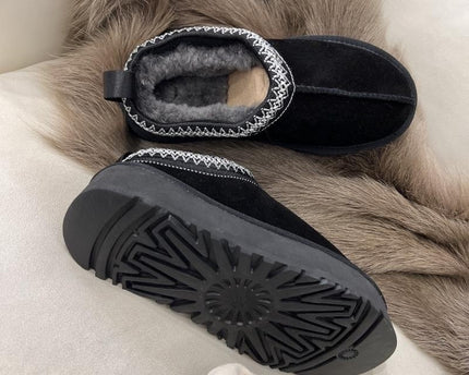 Bottes de neige à semelle épaisse tissées de style ethnique pour femmes