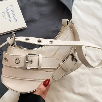 PU Leather Buckle Shoulder Bag