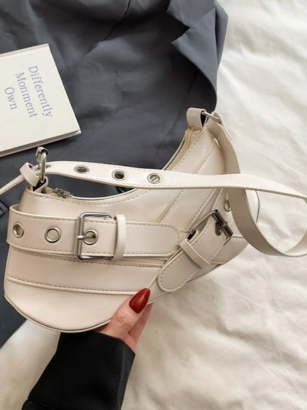 PU-Leder Schnallen Schultertasche
