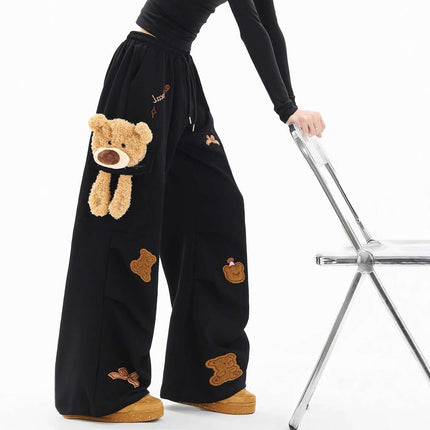 Embroidered Bear Cargo Sweatpants