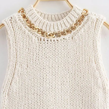 Top de tirantes de punto en cadena asimétrico – Corte ajustado