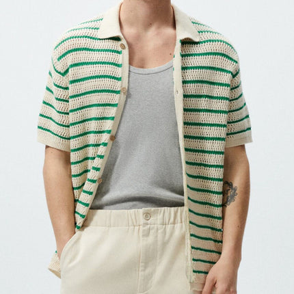 Striped Woolen Polo - Casual Knit Shirt at €39.00