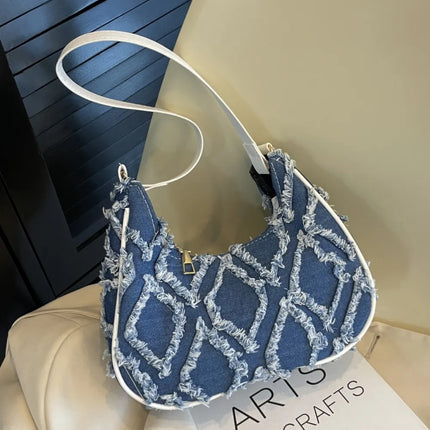 Raw Edge Cloth Shoulder Bag