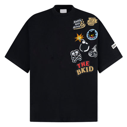 Cartoon Badge Cotton T-Shirt – Loose Fit